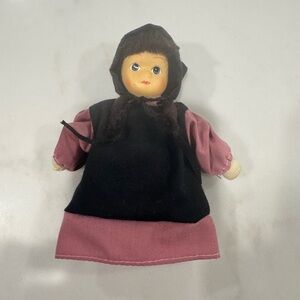 Vintage Amish Doll with Pink and Black Dress